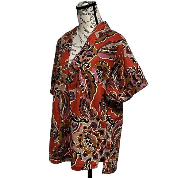 Karlie Floral Tunic Blouse Women’s L – Boho Hippie Coastal Resortwear Cottage - Picture 3 of 10